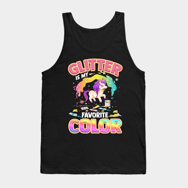 Cute Glitter Is My Favorite Color Unicorn Rainbow Tank Top by theperfectpresents